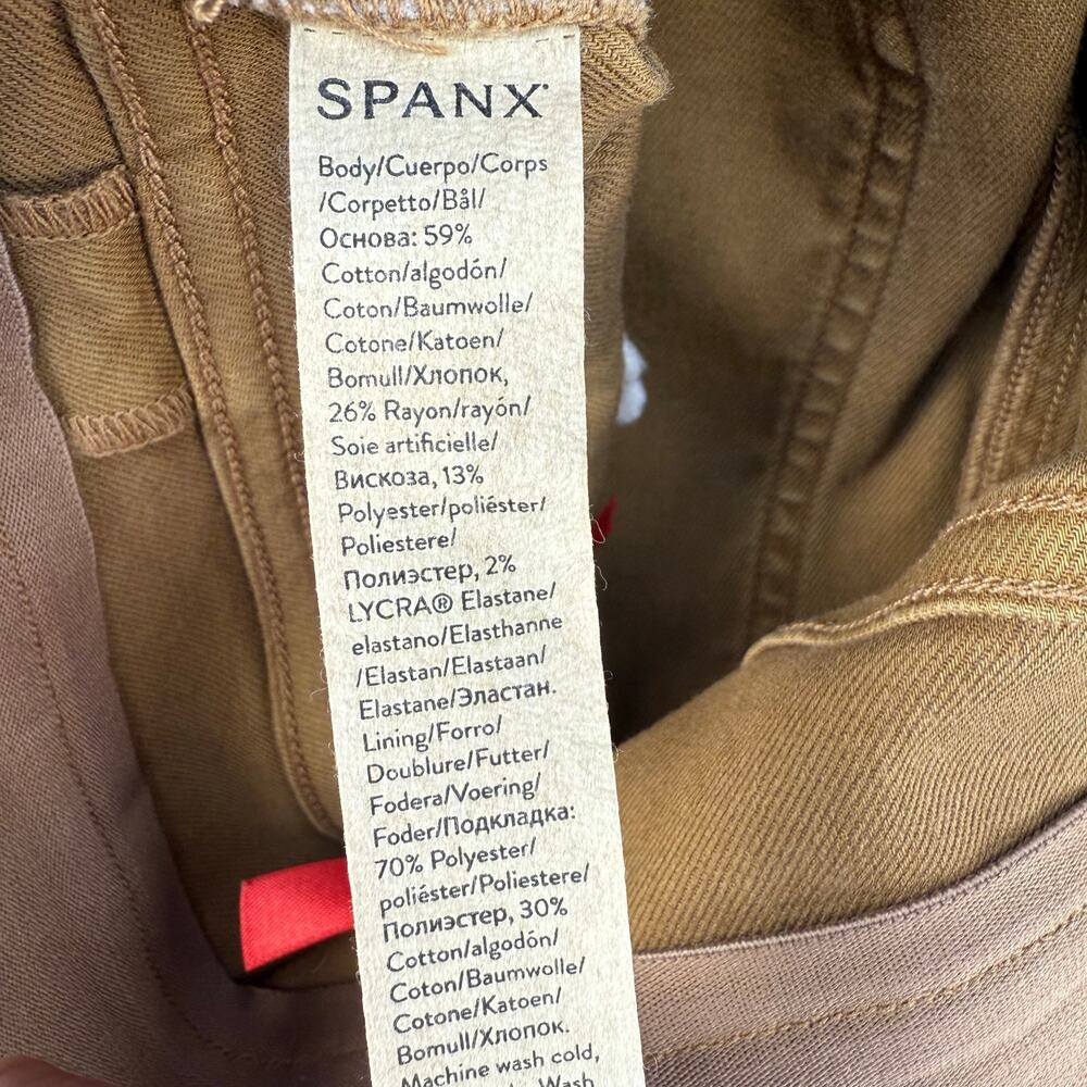 Spanx Pants Women's L Acorn Brown Straight Leg Stretch Patch Pockets Preppy EUC - Picture 9 of 14
